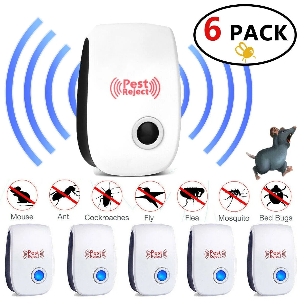 6 Pcs Pest Repeller Reject Ultrasonic Electronic Rat Mouse Mosquito Insect Control
