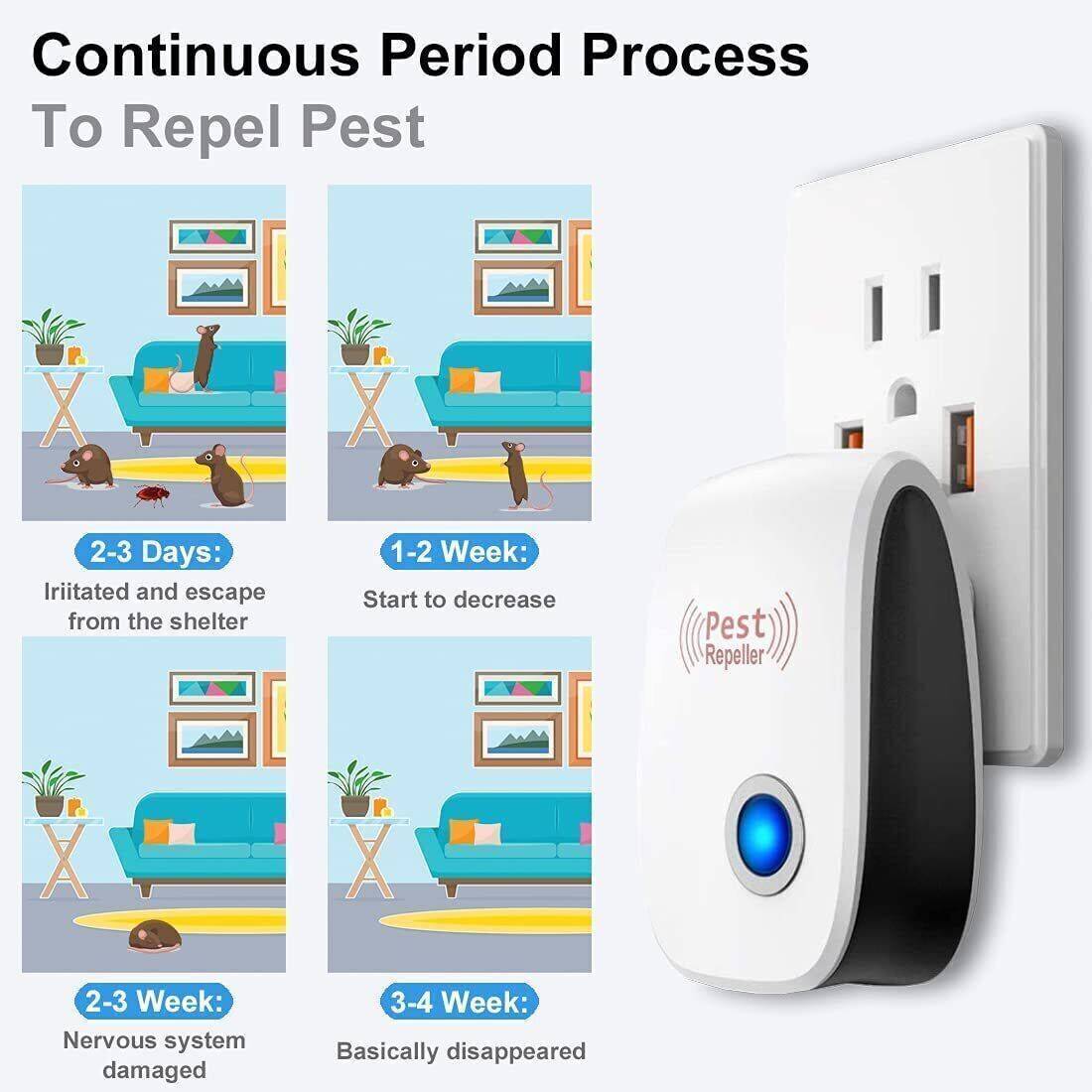 6 Pcs Pest Repeller Reject Ultrasonic Electronic Rat Mouse Mosquito Insect Control